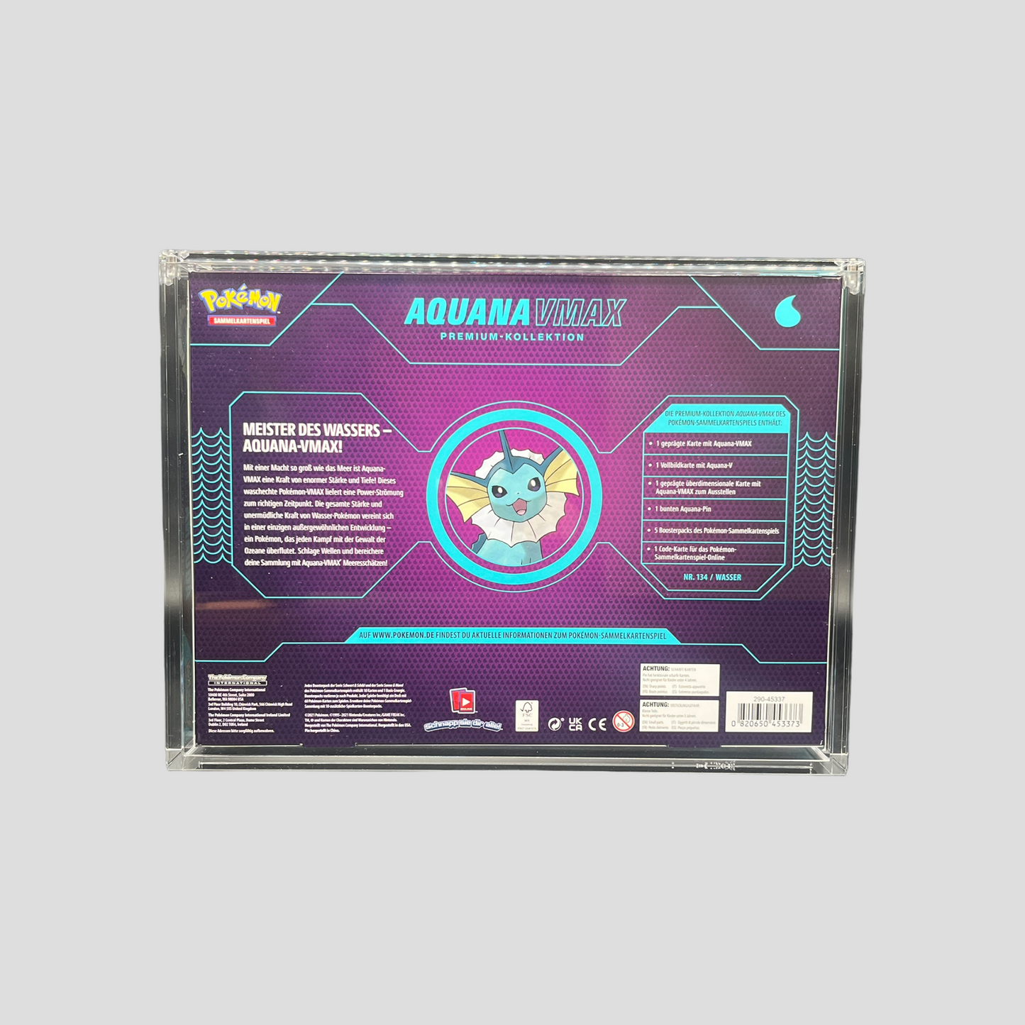 Premium Acryl Case für Pokémon VMAX Premium-Kollektion (Aquana / Flamara / Blitza) – Magnetverschluss & UV-Schutz