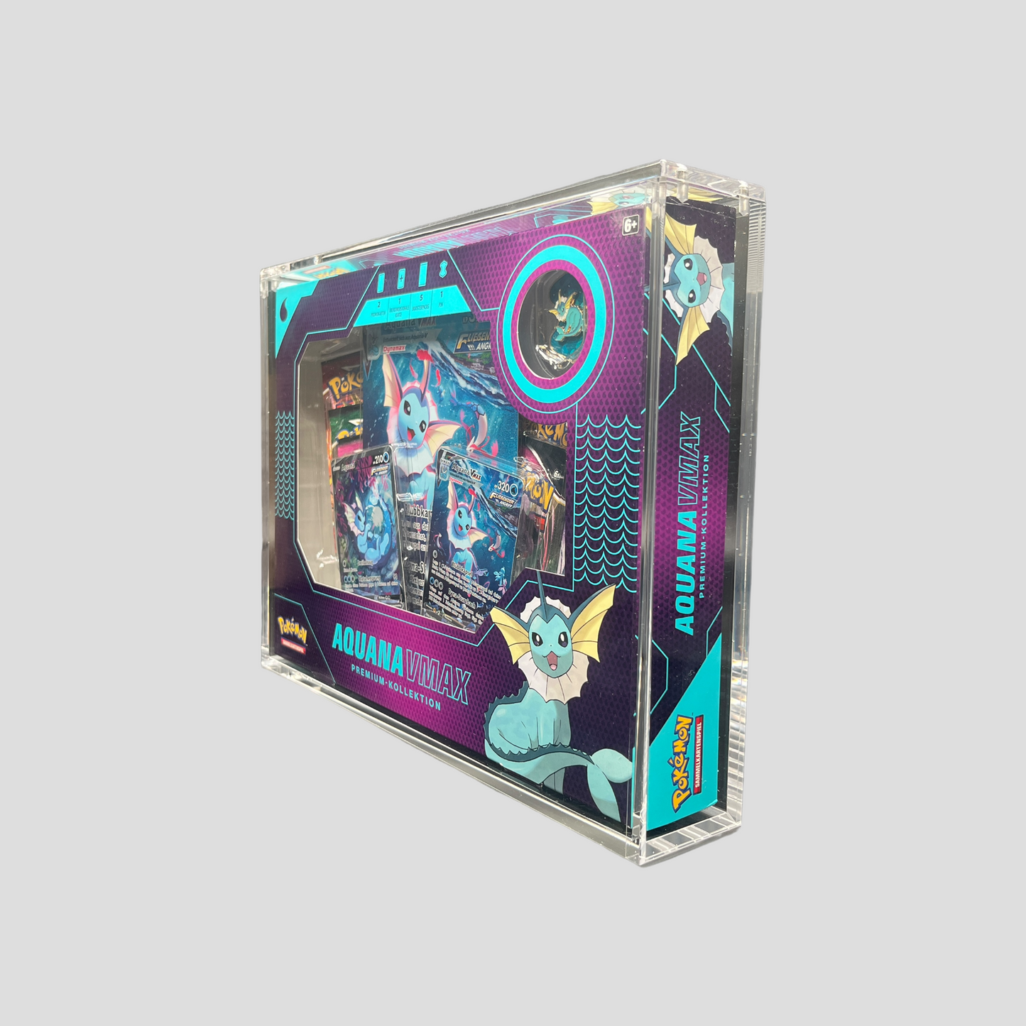 Premium Acryl Case für Pokémon VMAX Premium-Kollektion (Aquana / Flamara / Blitza) – Magnetverschluss & UV-Schutz