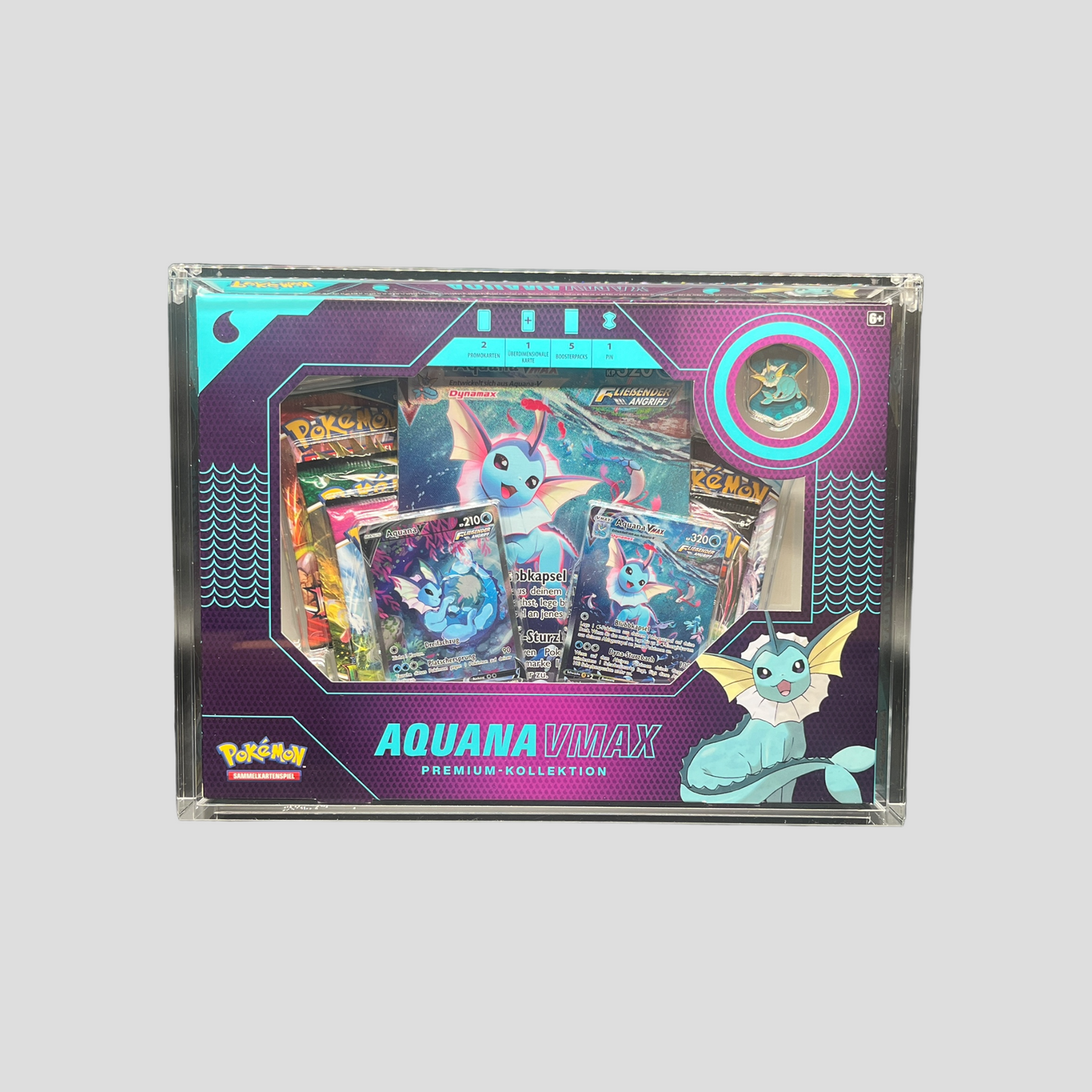 Premium Acryl Case für Pokémon VMAX Premium-Kollektion (Aquana / Flamara / Blitza) – Magnetverschluss & UV-Schutz
